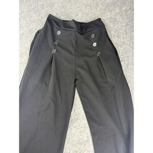 Black Sailor Culotte Pants Black Gold‎ Buttons Sz Small Wide Leg Pockets
